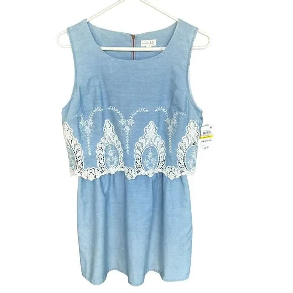 knee length dresses for ladies Maison Jules Striped Lace-Trim Dress Blue Notte Combo S main image 1